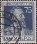 Allied occupation of Germany Heinrich von Stephan postage stamp error Letter H in HEINR. damaged