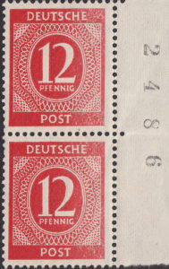 Allied occupation of Germany Numerals postage stamp Underinking error