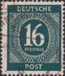 Allied occupation of Germany Numerals postage stamp error Top frame at the upper left corner damaged