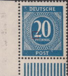 Allied occupation of Germany Numerals postage stamp error Numeral 2 in denomination damaged on the left side of the horizontal stroke