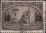 Kingdom of Yugoslavia provisional issue overprint error large dot after Cyrillic din