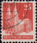 Germany 1948 Cologne Cathedral 25 pfennig postage stamp type 2