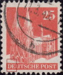 Germany 1948 Cologne Cathedral postage stamp plate flaw Thin slanting line over the first letter E in DEUTSCHE