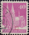 Germany 1948 Cologne Cathedral postage stamp plate flaw Heart-shaped spot above the second letter E in DEUTSCHE