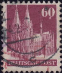 Germany 1948 Cologne Cathedral postage stamp plate flaw Retouching below the 3rd choir window