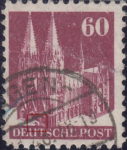 Germany 1948 Cologne Cathedral postage stamp plate flaw Colored spot on stairs leading to the second portal