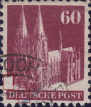 Germany 1948 Cologne Cathedral postage stamp plate flaw Colored spot in letter U in DEUTSCHE