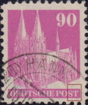 Germany 1948 Cologne Cathedral postage stamp plate flaw White spot on the left side of the letter T in POST