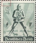 Germany 1940 May Day postage stamp plate flaw top frame made of dots