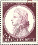 Germany 1941 Wolfgang Amadeus Mozart postage stamp plate flaw dot above O