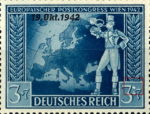 Germany 1942 Postal Congress postage stamp plate flaw dot between 3 and 7
