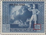 Germany 1942 Postal Congress postage stamp plate flaw dot in front of 3