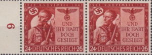 Germany 1943 Munich beer-hall putsch postage stamp plate flaw white spot on collar