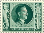 Germany 1943 Adolf Hitler birthday postage stamp plate flaw missing shade below eye