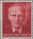 Germany 1943 Peter Rosegger postage stamp plate flaw colored spot above eye