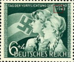 Germany 1943 Youth Obligation stamp plate flaw broken 9
