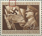 Germany 1944 Adolf Hitler stamp plate flaw line between J and A in JANUAR