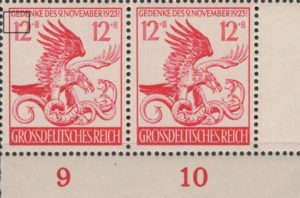 Germany 1944 Munich beer-hall putsch postage stamp plate flaw left 1 damaged