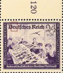Germany 1944 postal employee fund postage stamp plate flaw Dot on the first letter e in Deutsches
