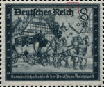 Germany 1944 postal employee fund postage stamp plate flaw Colored dot on top frame above letter h in Reich