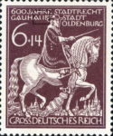 Germany 1945 Oldenburg postage stamp plate flaw broken u GAUHAUPTSTADT