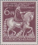 Germany 1945 Oldenburg postage stamp plate flaw dot below letters HA in GAUHAUPTSTADT