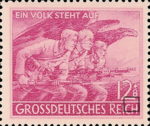 Germany 1945 People's army postage stamp plate flaw Colored spot at the top of the left vertical stroke of the letter H in REICH