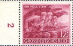 Germany 1945 People's army postage stamp plate flaw White spot on the knee of the man in the center
