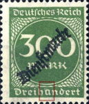 Germany 1923 postage stamp Dreihandert flaw