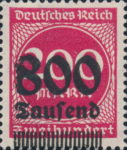 Germany 1923 postage stamp overprint flaw 8 in 800 damaged to the left