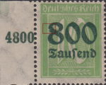 Germany 1923 postage stamp overprint flaw cracked 8