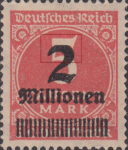 Germany 1923 postage stamp overprint flaw 2 flat on top