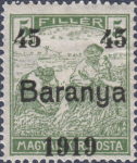 Serbia Hungary 1919 Baranya postage stamp overprint error 5 indented