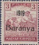 Serbia Hungary 1919 Baranya postage stamp overprint error 1 broken