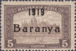 Serbia Hungary 1919 Baranya postage stamp overprint error a broken