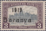 Serbia Hungary 1919 Baranya postage stamp overprint flaw y broken