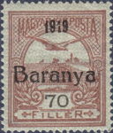 Serbia Hungary 1919 Baranya postage stamp overprint error second 1 broken