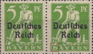 Germany Bavaria postage stamp plate flaw dot in B of BAYERN