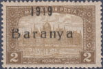 Serbia Hungary Baranya postage stamp overprint B type 3