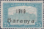 Baranya 1919 Parliament postage stamp overprint flaw B damaged