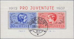 Switzerland Pro Juventute 1937 souvenir sheet error