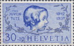 Switzerland Pro Juventute 1937 postage stamp error broken frame