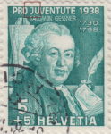 Switzerland 1938 Gessner Pro Juventute postage stamp plate flaw line in J