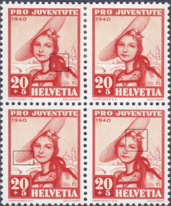 Switzerland 1940 Pro Juventute postage stamp error