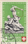 Switzerland 1940 Pro Patria postage stamp flaw Pale spot behind the warrior's back