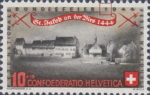 Switzerland 1944 Pro Patria postage stamp flaw 1 in 1944 broken