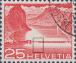 Switzerland lake Dam postage stamp plate flaw