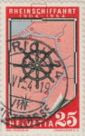 Switzerland 1954 Rhine postage stamp plate flaw