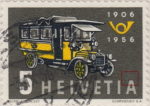 Switzerland 1956 post bus postage stamp retouching A in HELVETIA