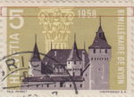 Switzerland 1958 Nyon castle postage stamp error